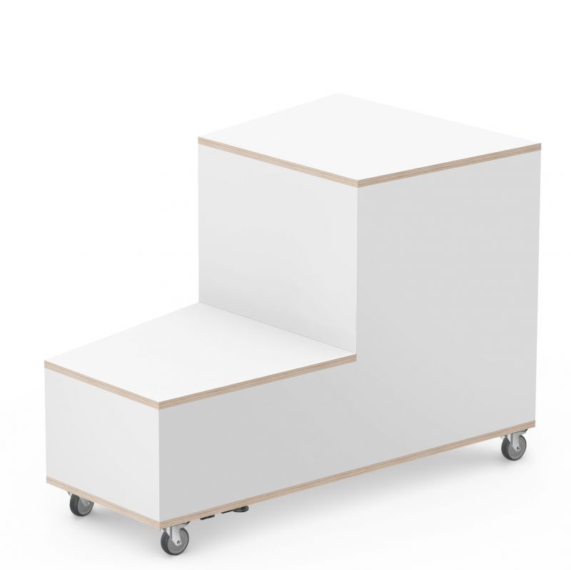 What if We Fly Grandstand 2-stufiges Sitzelement von Interstuhl in Weiß mit Rollen.